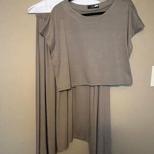 Gray/Beige Women’s maxi skirt and top